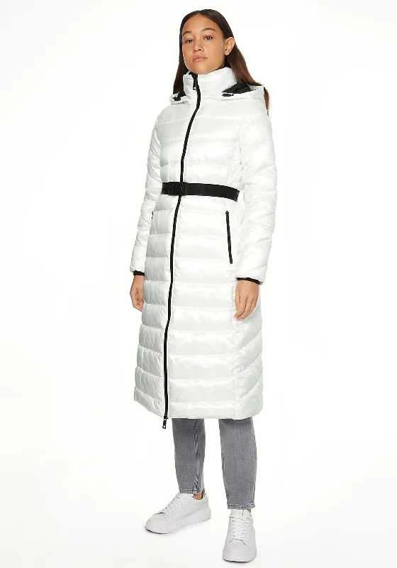 Calvin Klein Womens Belted Quilted Coat, White