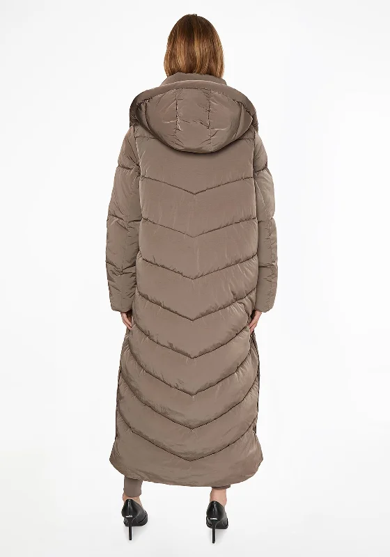 Calvin Klein Womens Maxi Padded Coat, Desert Brown