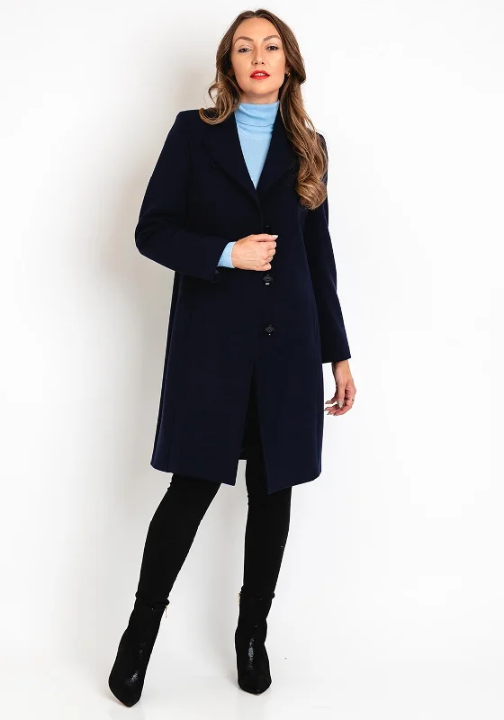 Christina Felix Classic Tailored Long Coat, Navy