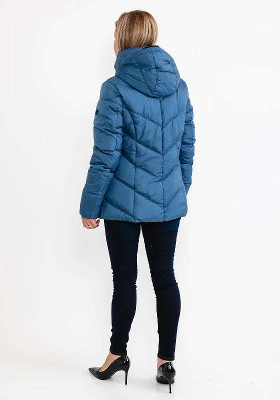 District Gate Quilted Short Coat, Dark Denim