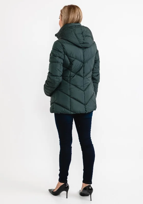 District Gate Quilted Short Coat, Pine Green