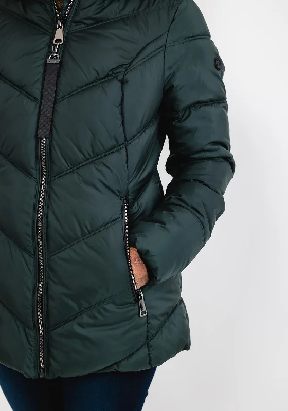 District Gate Quilted Short Coat, Pine Green