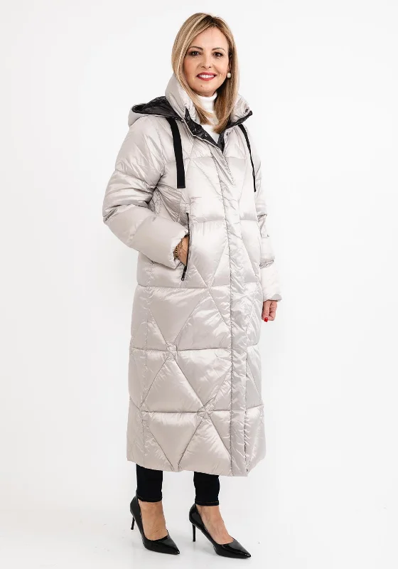 Frandsen Down Filled Extra Long Quilted Coat, Silver