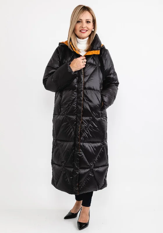 Frandsen Down Filled Extra Long Quilted Coat, Black