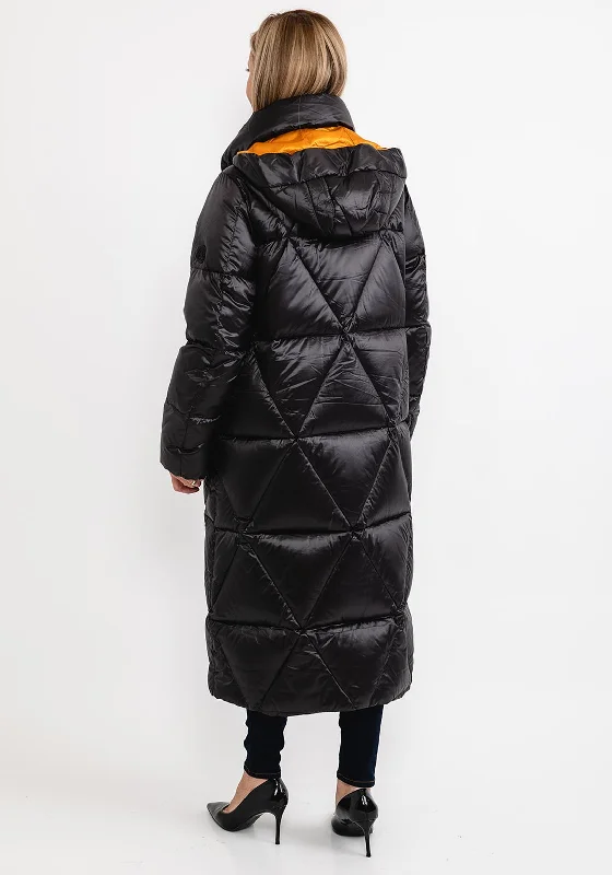 Frandsen Down Filled Extra Long Quilted Coat, Black