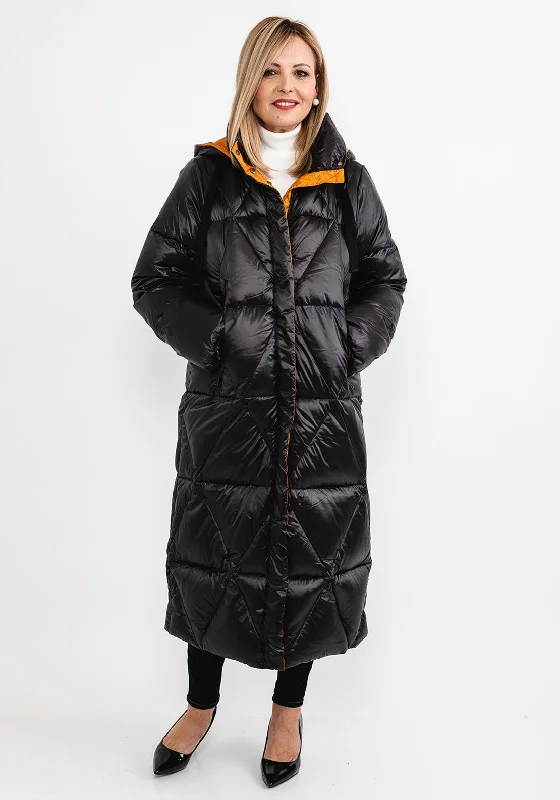 Frandsen Down Filled Extra Long Quilted Coat, Black