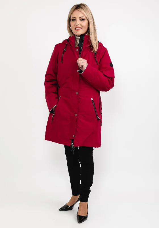 Frandsen Reversible Zip Long Coat, Red & Black