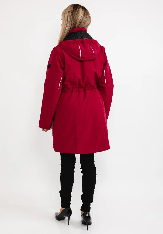 Frandsen Reversible Zip Long Coat, Red & Black