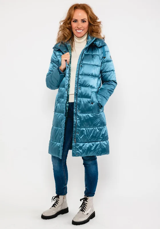 Green Goose High Shine Quilted Coat, Blue