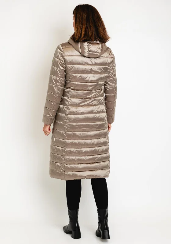 Green Goose High Shine Padded Long Coat, Champagne