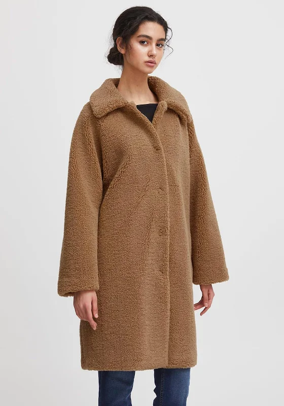 Ichi Harlene Cosy Teddy Fleece Coat, Tigers Eye