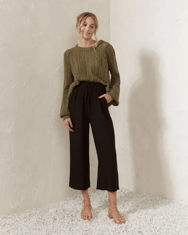 Idy Black Linen Blend Culottes