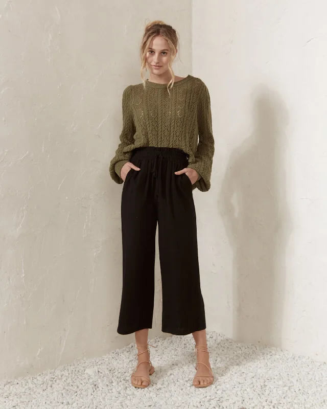 Idy Black Linen Blend Culottes