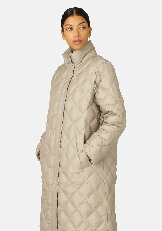 Ilse Jacobsen Walk 04 Long Quilted Coat, Cobblestone