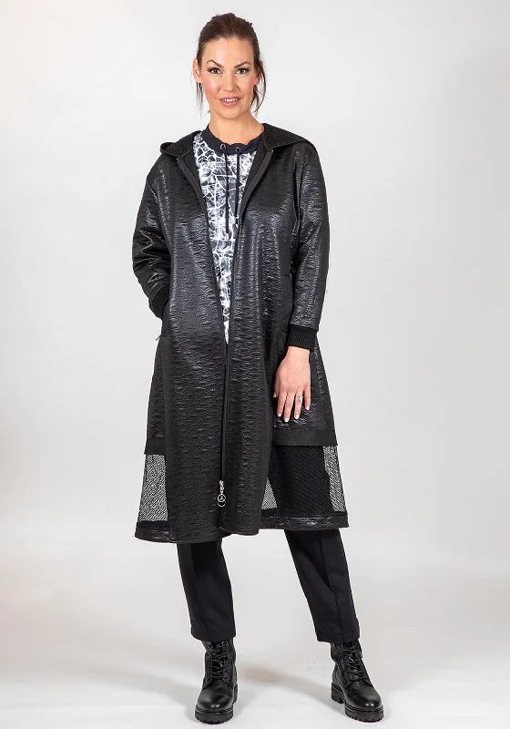 I.nco Shimmer Embossed Oversize Coat, Black