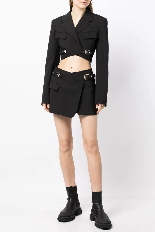 Jayla Cropped Cutout Blazer - Black