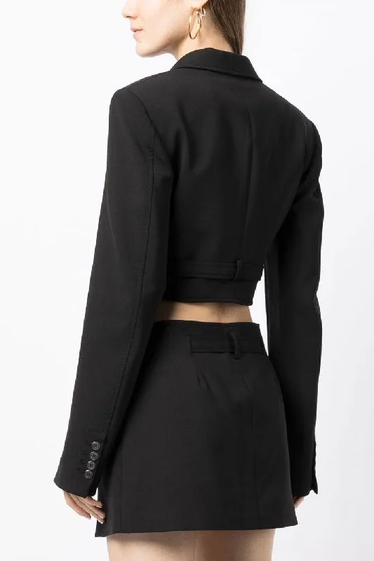 Jayla Cropped Cutout Blazer - Black