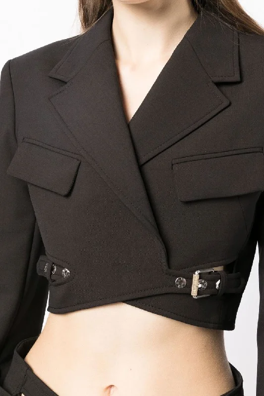 Jayla Cropped Cutout Blazer - Black