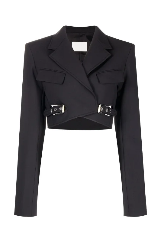 Jayla Cropped Cutout Blazer - Black