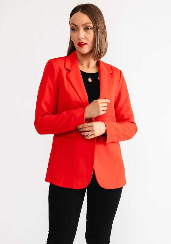 Kaffe Single Breasted Blazer, Fiery Red