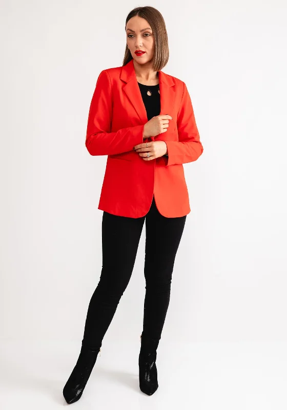 Kaffe Single Breasted Blazer, Fiery Red