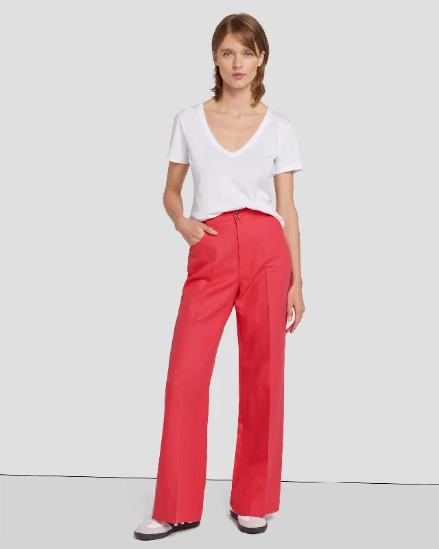 Modern Dojo Linen Trouser in Geranium