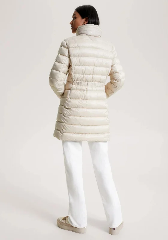 Tommy Hilfiger Womens Padded Global Stripe Quilted Coat, Classic Beige