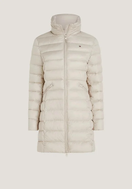 Tommy Hilfiger Womens Padded Global Stripe Quilted Coat, Classic Beige