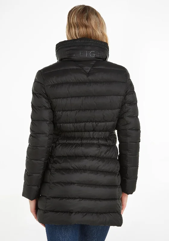 Tommy Hilfiger Womens Padded Global Stripe Quilted Coat, Black