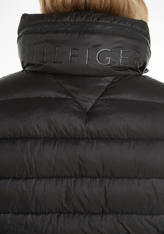 Tommy Hilfiger Womens Padded Global Stripe Quilted Coat, Black