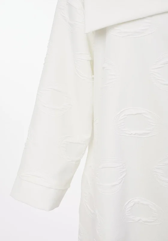 Naya Shawl Collar Bubbled Material Oversized Coat, White