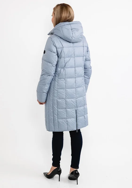 Normann Square Quilted Down Filled Long Coat, Silver