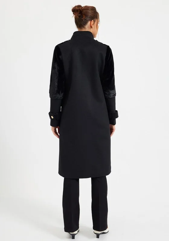 Setre Military Inspired Long Coat, Black