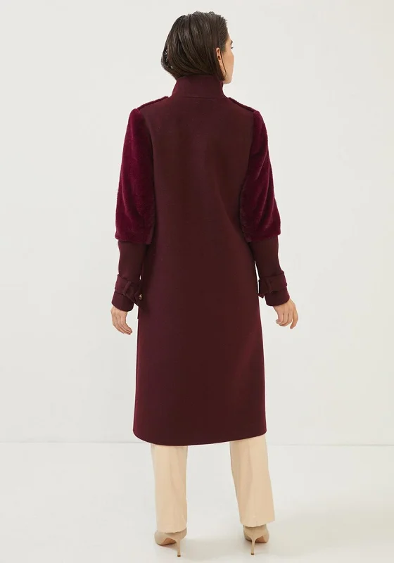 Setre Military Inspired Long Coat, Burgundy