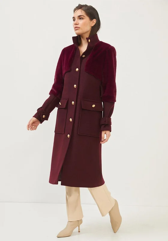 Setre Military Inspired Long Coat, Burgundy