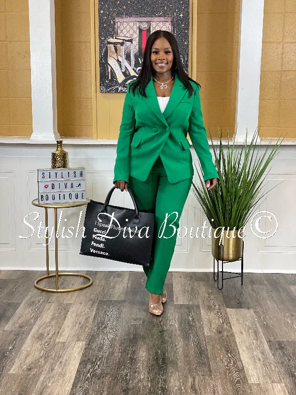 Suited Up Double Breasted Blazer (Dark Green)