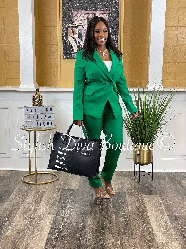 Suited Up Double Breasted Blazer (Dark Green)