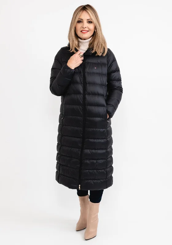 Tommy Hilfiger Womens Down Quilted Long Coat, Black