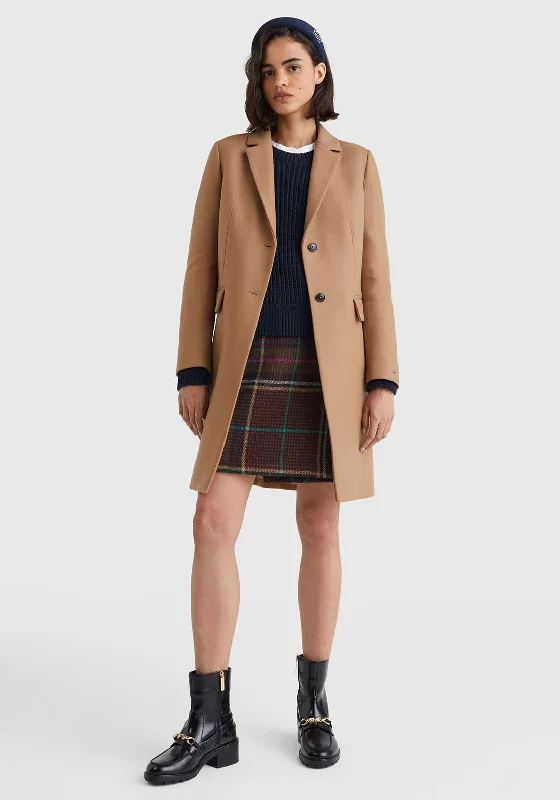 Tommy Hilfiger Womens Classic Wool Blend Coat, Camel