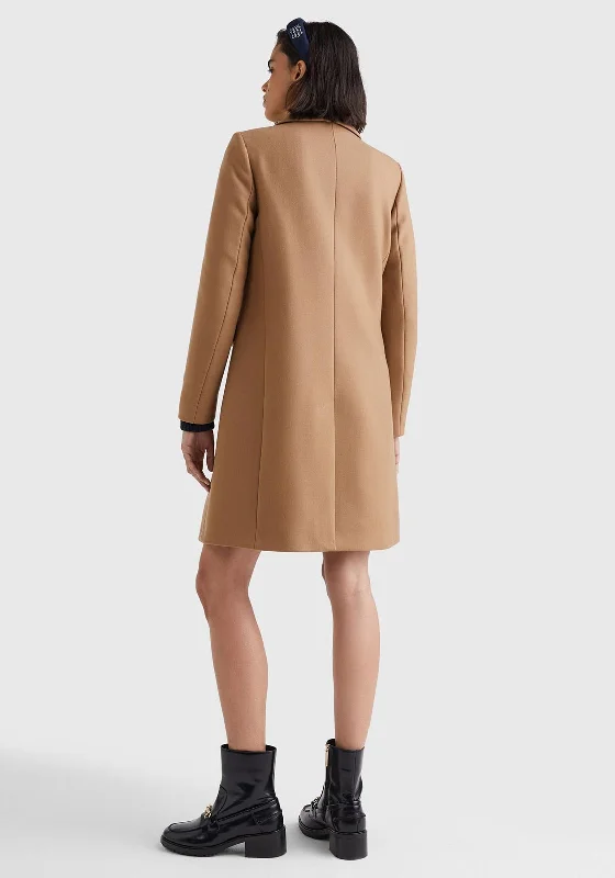 Tommy Hilfiger Womens Classic Wool Blend Coat, Camel