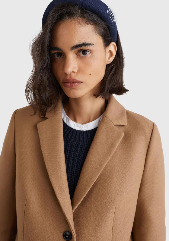 Tommy Hilfiger Womens Classic Wool Blend Coat, Camel