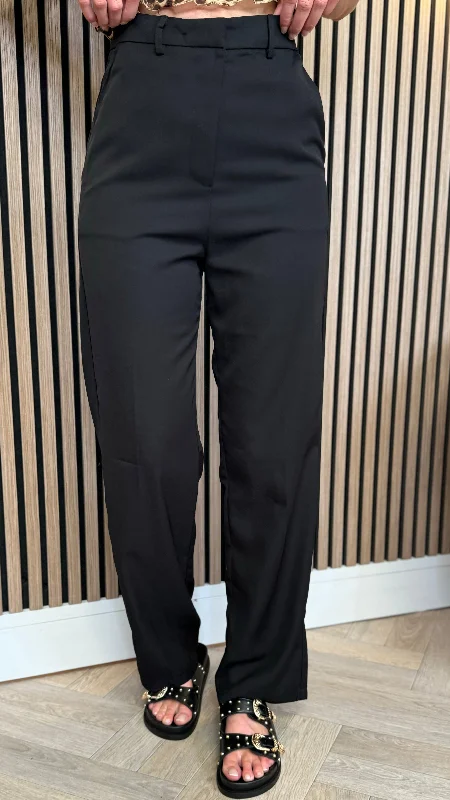 Tressie Black Straight Leg Trousers