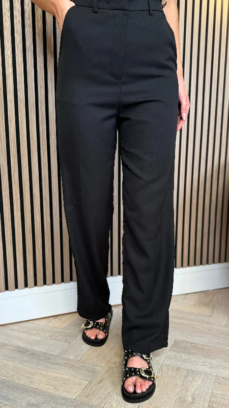 Tressie Black Straight Leg Trousers