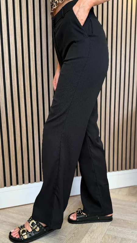 Tressie Black Straight Leg Trousers