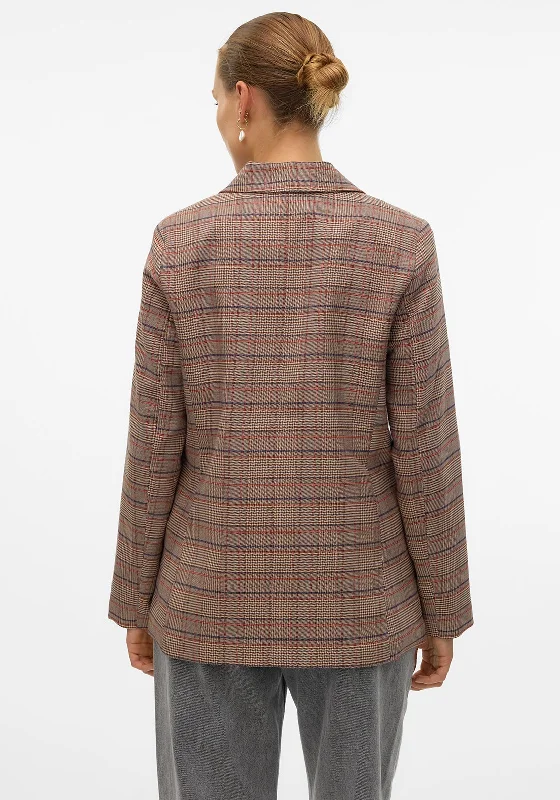 Vero Moda Ellie Check Loose Blazer, Brown