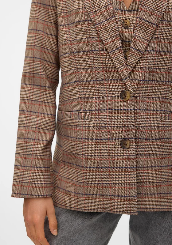 Vero Moda Ellie Check Loose Blazer, Brown