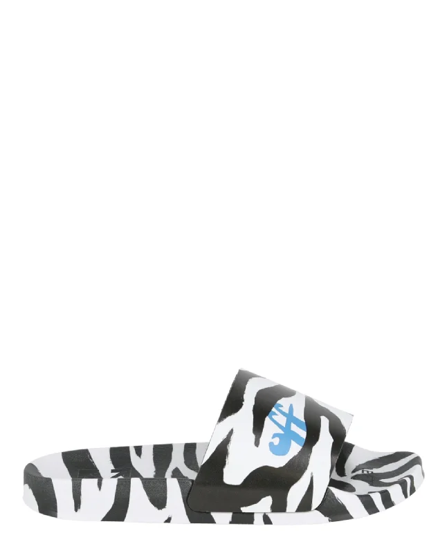 Off-White Womens Zebra Print Pool Slides