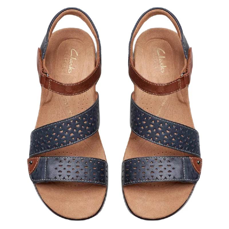 Clarks Kitly Way Navy Leather Sandal (Women's)