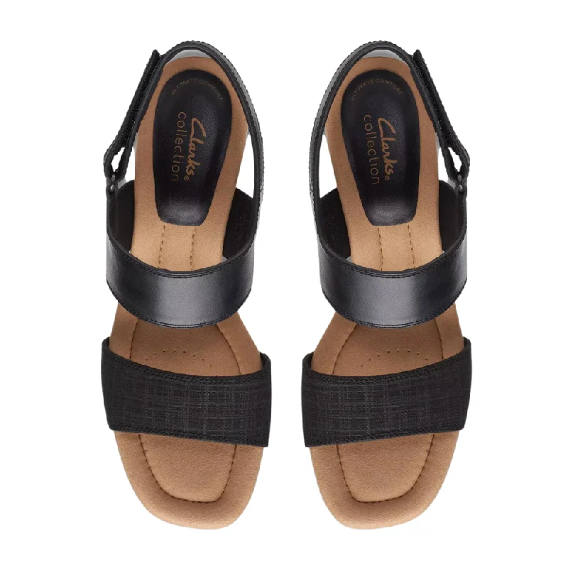 Clarks Kyarra Faye Black Leather Sandal (Women's)