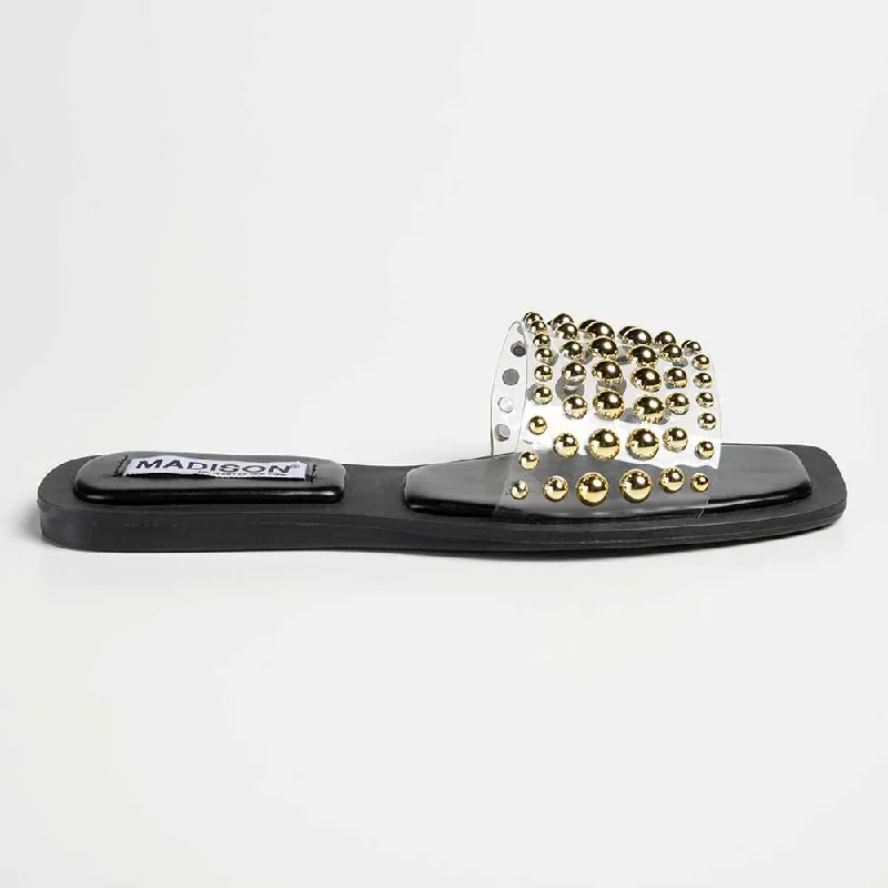 Madison Janine Studded Push In Mule - Clear / Black